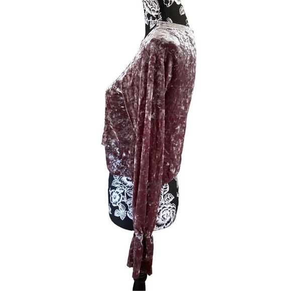 Zara Velvet Long Sleeve Crop Top Soft Everyday Workwear Party Going Out - Picture 3 of 10